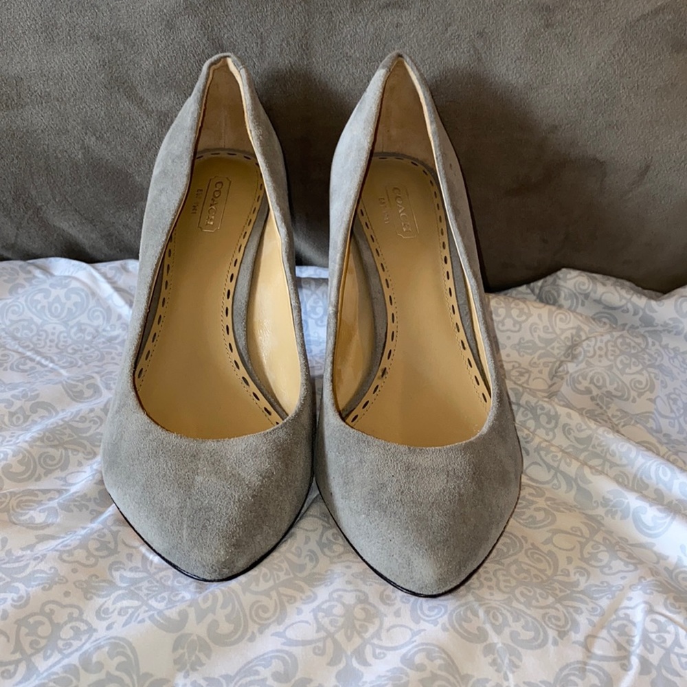 Coach 9.5 gray suede heels